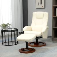 Massagesessel R mit Massagefunktion 360° drehbar Kunstleder Stahl Cremeweiß+Braun 73 x 83 x 106 cm