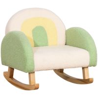 Kindersofa Schaukelstuhl für Kleinkinder Kindersessel Kindercouch für Kinder ab 1,5 Jahre Babysitz für Kinderzimmer Spielzimmer Lammfellimitat Eukalyptusholz Grün