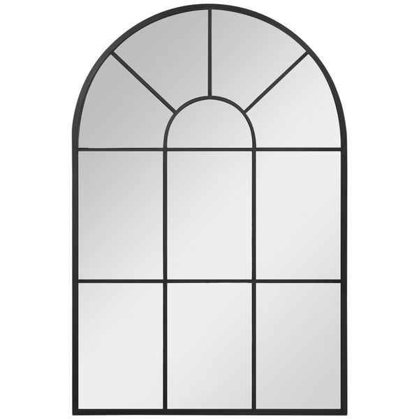 91 x 60 cm Wandspiegel Bogenfenster-Spiegel Wohnzimmerspiegel Schwarz