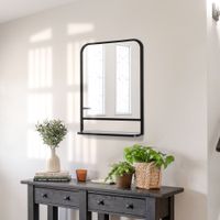 Wandspiegel 70 x 50cm Rechteck mit Ablagefläche für Eingangsbereich Schlafzimmer Elegant Schwarz