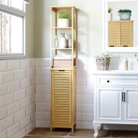 Badezimmerschrank Badezimmer Hochschrank mit 3 offenen Fächer Natur