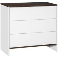 Kommode mit 3 Schubladen Sideboard Mehrzweckschrank Weiß+Braun