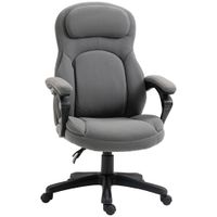 Bürostuhl Höhenverstellbarer Arbeitsstuhl Ergonomischer Drehstuhl Arbeitsstuhl mit Liegefunktion Belastbar bis 120 kg mit Rollen für Büro Arbeitszimmer Leinenoptik Grau 71 x 69 x 112-122 cm