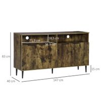 Küchenschrank mit 2 Fächern+2 Schränken Industrie-Design Spanplatte Braun+Schwarz 147x40x83cm