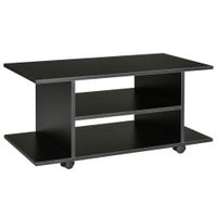 TV-Schrank Fernsehschrank Fernsehtisch Couchtisch TV Lowboard mit offenen Ablageflächen und 4 Rollen TV-Bank bis zu 42 Zoll Spanplatte Schwarz 80 x 40 x 40 cm