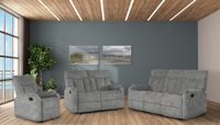 Sofagarnitur 3-2-1 mit 5 Relaxfunktionen FM-3015 hellgrau