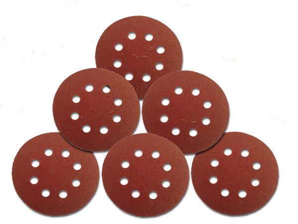 50 Stück Klett 125 mm Schleifscheiben Schleifpapier 8 Loch Körnung 180