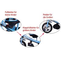 Spielwerk Multifunktionales Kinderdreirad Blau/rosa