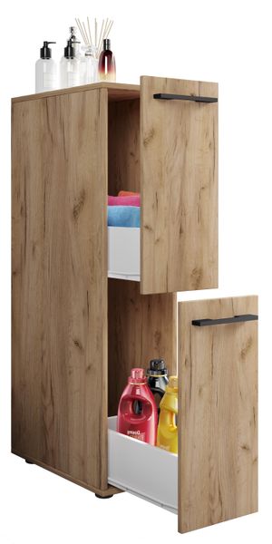 Badmöbel Nischenschrank Raumteiler Badschrank Midischrank Schublade Sadilo L Honig-Eiche