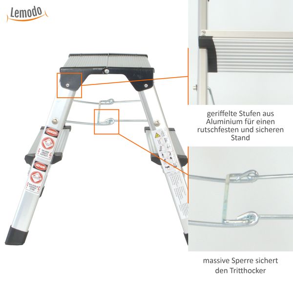 Alu Trittleiter mit 2 Stufen