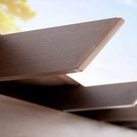 Aluminium-Pavillon mit verstellbarem Sonnensegel, ca. 350 x 350 x 236 cm – Walnuss