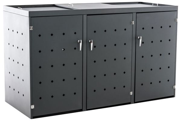 3er Mülltonnenverkleidung Mülltonnenbox Nelli, Anthrazit