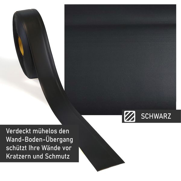 Weichsockelleiste schwarz, 25m Rolle