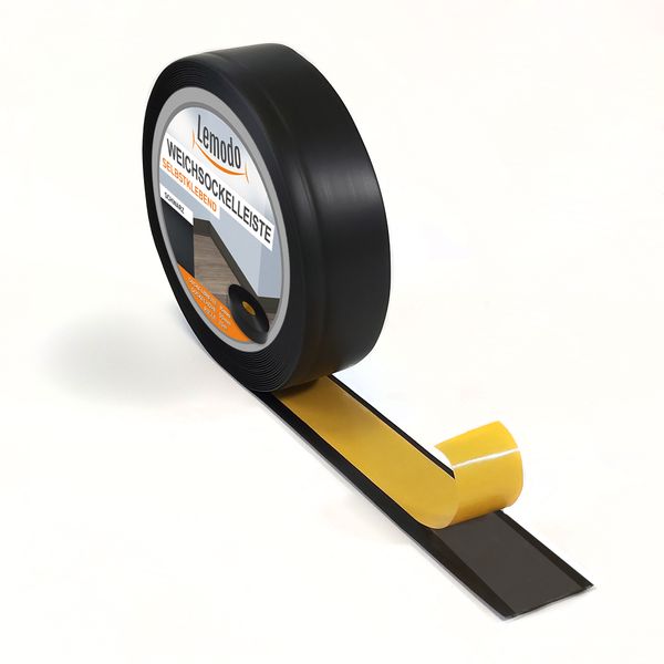 Weichsockelleiste schwarz, 25m Rolle