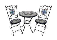 Sitzgruppe Mosaik 3 tlg mit Tisch Ø 60 cm & 2 Stühlen FLOWER mehrfarbig 