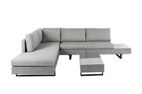 Rattan Sitzgarnitur 12 tlg. Eckloungeset mit Tischablage & Polsterkissen grau