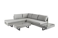 Rattan Sitzgarnitur 12 tlg. Eckloungeset mit Tischablage & Polsterkissen grau
