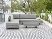 Rattan Sitzgarnitur 12 tlg. Eckloungeset mit Tischablage & Polsterkissen grau