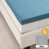 Mikro-Interlock Jersey Topper-Spannbetttuch - ca. 90 - 100 x 200 cm, Silber, 2er-Set