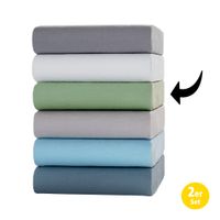 Jersey Spannbetttuch - ca. 90 - 100 x 200 cm, Grün, 2er-Set