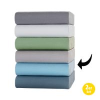 Jersey Spannbetttuch - ca. 90 - 100 x 200 cm, Hellblau, 2er-Set