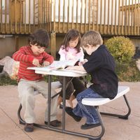 Kunststoff Picknicktisch Kinder grau