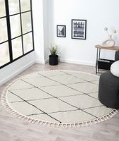 Teppich Moroccan Symphony, 190 cm x 190 cm, Farbe weiß, rund, Florhöhe 19mm