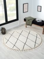 Teppich Moroccan Symphony, 140 cm x 140 cm, Farbe weiß, rund, Florhöhe 19mm