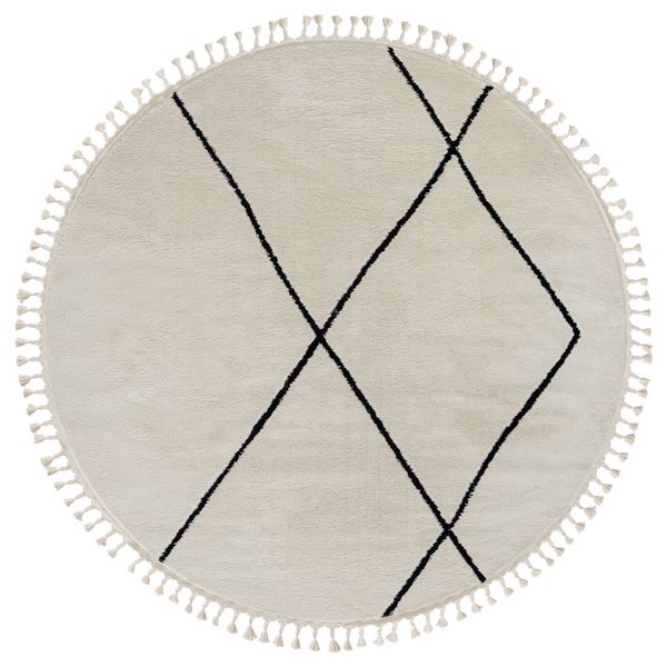 Teppich Moroccan Hideaway, 190 cm x 190 cm, Farbe weiß, rund, Florhöhe 19mm