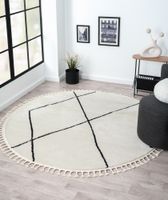 Teppich Moroccan Hideaway, 190 cm x 190 cm, Farbe weiß, rund, Florhöhe 19mm