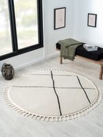 Teppich Moroccan Hideaway, 140 cm x 140 cm, Farbe weiß, rund, Florhöhe 19mm