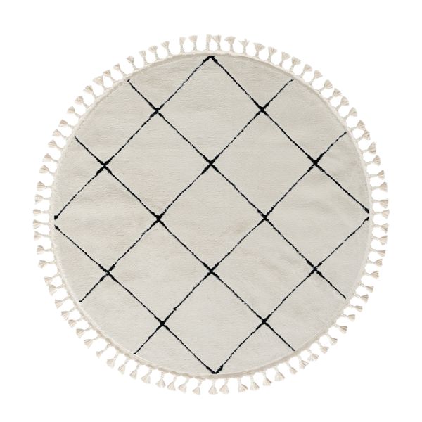 Teppich Moroccan Divine, 140 cm x 140 cm, Farbe weiß, rund, Florhöhe 19mm