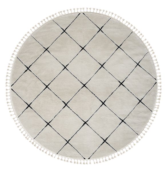 Teppich Moroccan Divine, 240 cm x 240 cm, Farbe weiß, rund, Florhöhe 19mm