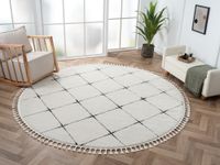 Teppich Moroccan Divine, 240 cm x 240 cm, Farbe weiß, rund, Florhöhe 19mm