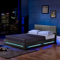 LED Bett ASTEROID Dunkelgrau mit Matratze – 140 x 200 cm