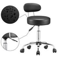 Casaria Rollhocker Schwarz 360° drehbar mit Rückenlehne