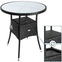Casaria Polyrattan-Tisch Schwarz rund Ø60cm
