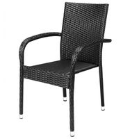 Polyrattan Stapelstuhl Comfort 4er-Set Schwarz