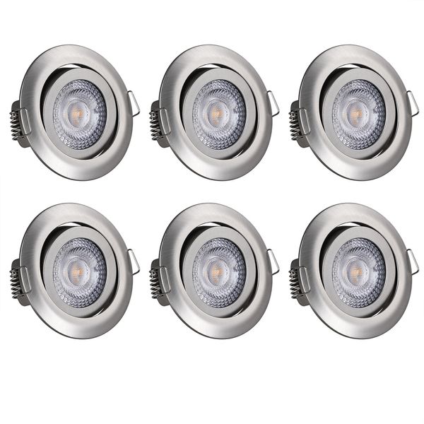 monzana® LED Einbauleuchte Krog 6er-Set Nickel