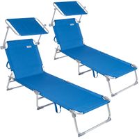 Sonnenliege Ibiza 2er-Set Blau Alu mit Sonnendach