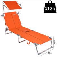 Casaria Sonnenliege Ibiza Orange 190x59x29cm Alu Sonnendach