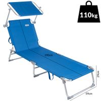 Casaria Sonnenliege Ibiza Blau 190x59x29cm Alu Sonnendach