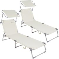 Sonnenliege Ibiza 2er-Set Creme Alu mit Sonnendach