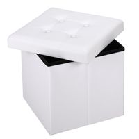 Casaria Faltbarer Sitzhocker mit Stauraum weiß 38x38x38 cm