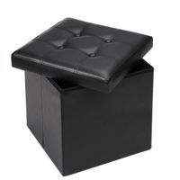 Casaria Faltbarer Sitzhocker mit Stauraum schwarz 38x38x38 cm
