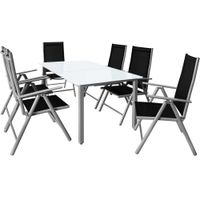 Casaria Garten-Sitzgruppe Bern 7-tlg. Silber Alu Milchglas
