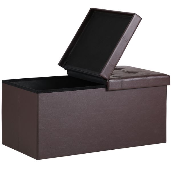 Casaria Sitzbank Braun 80x40x40cm mit Stauraum faltbar