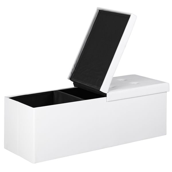 Casaria Sitzbank Weiß 115x38x38cm mit Klappdeckel