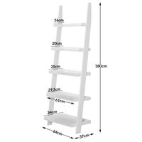 Casaria Leiterregal Treppenregal weiß mit 5 Böden 180cm