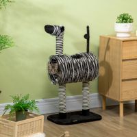 Kratzbaum, Katzenbaum im Zebra-Design, Katzenkratzbaum mit Katzentunnel